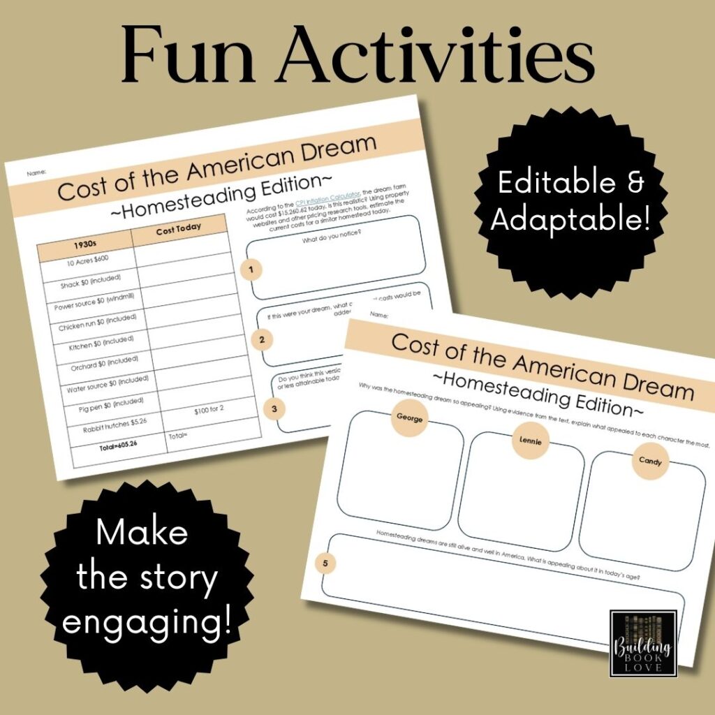 Of Mice and Men Unit Plan Activities